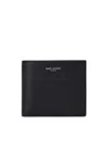 Saint Laurent Logo Signature Bi-fold Leather Wallet In Blue