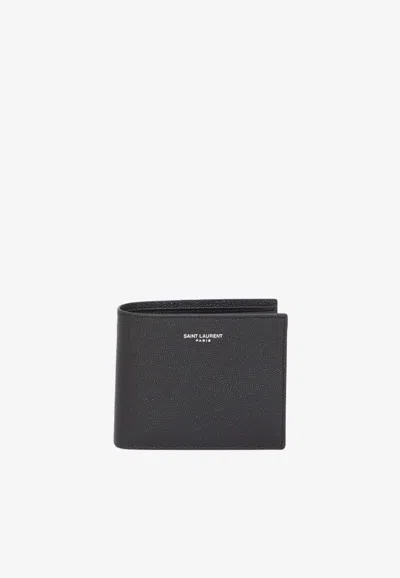 Saint Laurent East/west Calfskin Wallet In Black