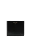 Saint Laurent East/west Grained Leather Wallet In Black