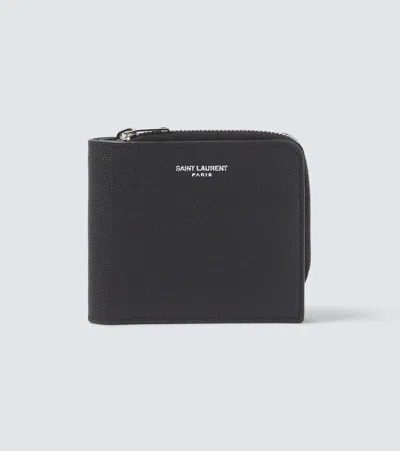 Saint Laurent East/west Leather Wallet In Black