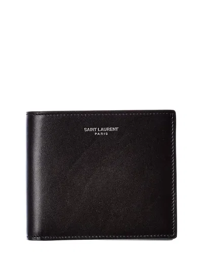 Saint Laurent East/west Leather Wallet In Black