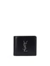 Saint Laurent Cassandre Bi-fold Leather Wallet In Black