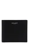 Saint Laurent Black Bi-fold Wallet With Logo Lettering On The Front In Leather Man In Black