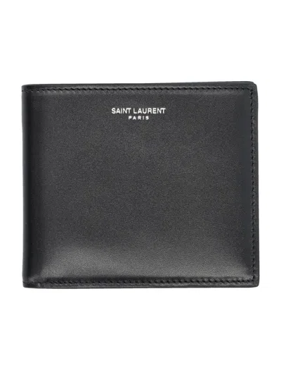 Saint Laurent Black Solid Logo Wallet