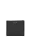 Saint Laurent Leather Bifold Billfold Wallet With Crocodile Embossing In Black