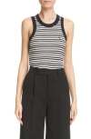 Saint Laurent Monogram-embroidered Stripe Tank Top In Noir/ Naturel