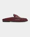 Saint Laurent Eel Leather Logo Mule Loafers In Multi