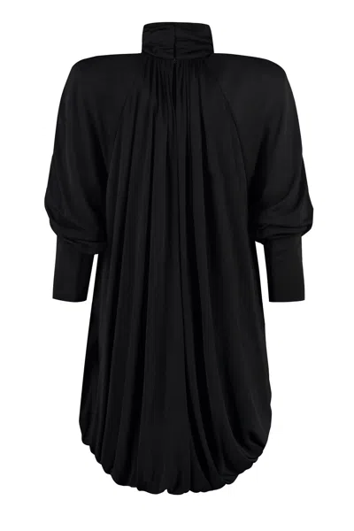 Saint Laurent Effortless And Chic: Black Draped T-shirt Dress For Women