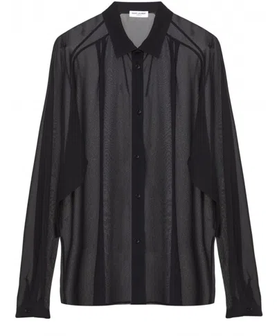 Saint Laurent Effortlessly Chic Black Silk Shirt For Men In Noir
