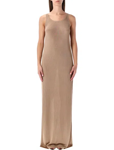 Saint Laurent Effortlessly Elegant Sleeveless Tank Maxi Dress In Brown