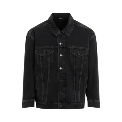 Saint Laurent Egg-shape Cotton Denim Jacket In Black