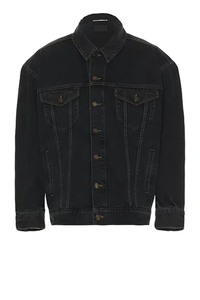 Saint Laurent Trucker Jacket In French Black Denim In Blue