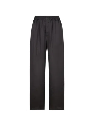Saint Laurent Elastic Silk Pants In Black