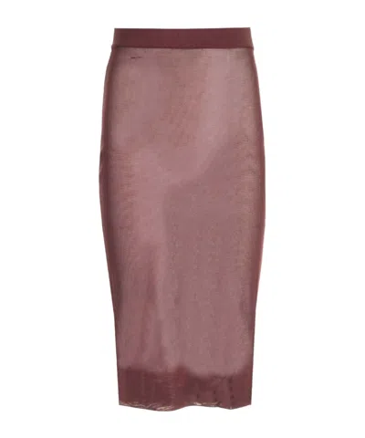 Saint Laurent Elastic Waist Skirt In Brown