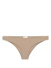 Saint Laurent Elasticated-waistband High-cut Bikini Bottoms In Braun
