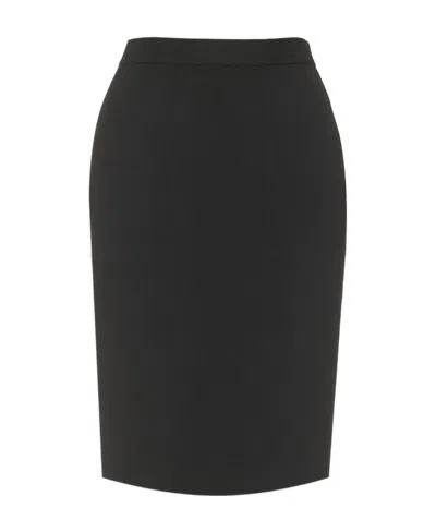 Saint Laurent Satin Cassandre Midi Skirt In Black