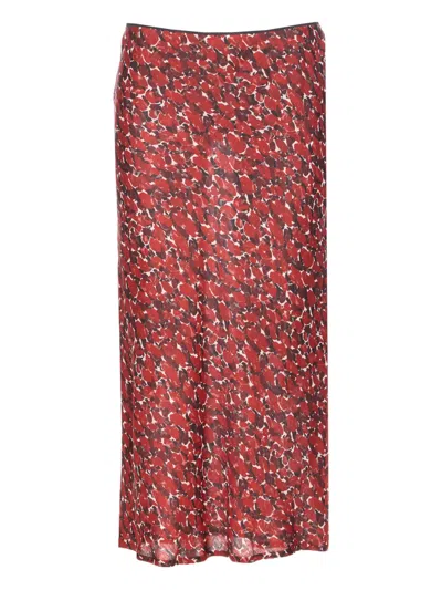 Saint Laurent Elasticated-waistband Midi Skirt In Red