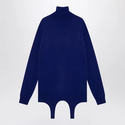 Saint Laurent Electric Blue Turtleneck With Garter Women