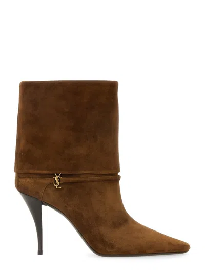 Saint Laurent Elegant Ankle Boot With Classic Design In Brown