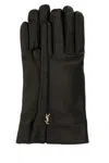 Saint Laurent Women Black Leather Cassandre Gloves In Black