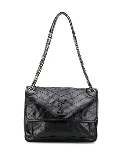 Saint Laurent Medium Niki Leather Shoulder Bag In Nero