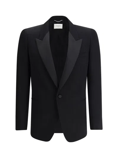 Saint Laurent Oversized Single-breasted Tuxedo Blazer In Black