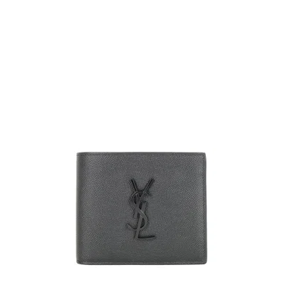 Saint Laurent Elegant Calf Leather Wallet In Black