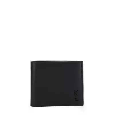 Saint Laurent Elegant Calf Leather Wallet In Black