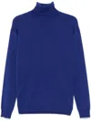 Saint Laurent Cashmere And Wool Turtleneck Sweater In Navy