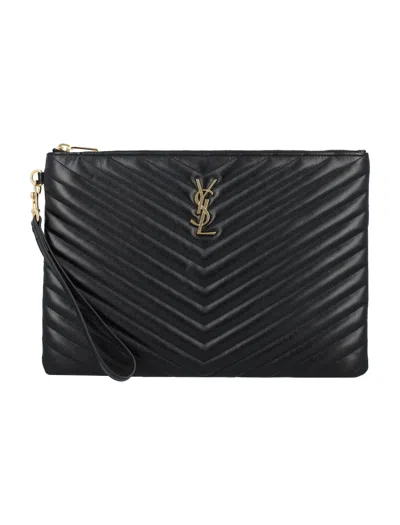 Saint Laurent Elegant Mini Leather Bag In Black