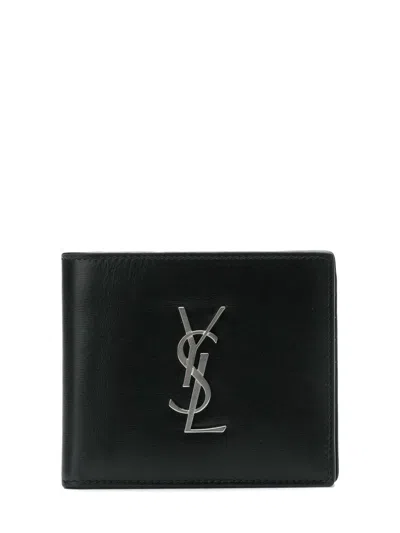 Saint Laurent Elegant Mini Wallet With Ysl Initials - 9.5 Cm X 11.5 Cm In Black