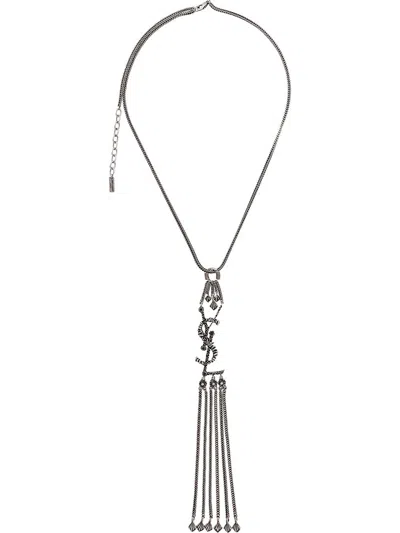 Saint Laurent Monogram Collar Necklace In Black