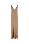 Saint Laurent Abito Lungo In Seta Rosa Carne Donna In Pink