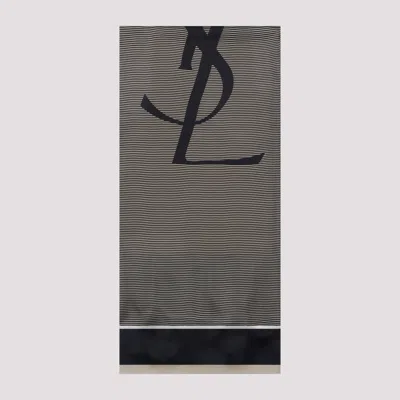 Saint Laurent Elegant Silk Scarf 135cm X 180cm In Black