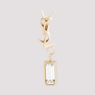 Saint Laurent Elegant Single Brass Hoop Earrings In Metallic