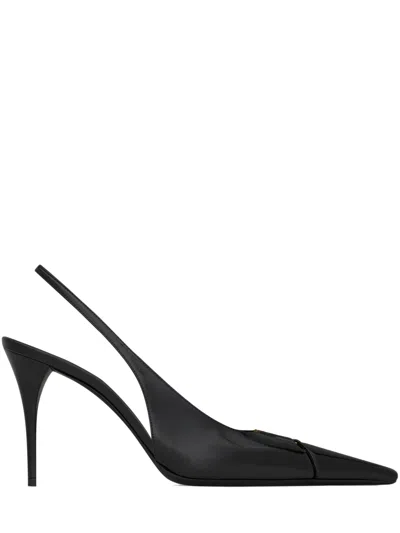 Saint Laurent Patent Leather Babylone Slingback Pumps 90 In Black