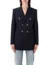 Saint Laurent Double-breasted Virgin Wool Gabardine Jacket In Navy In Multi