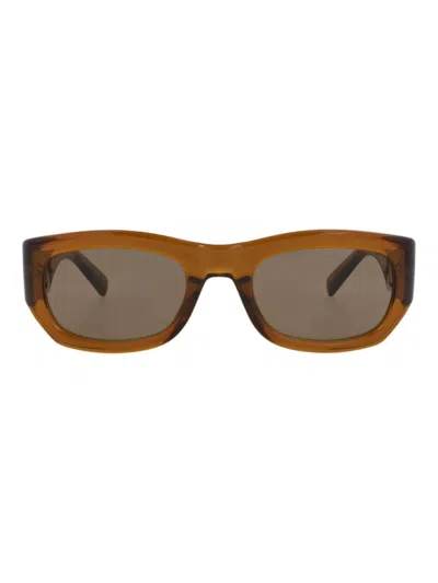 Saint Laurent Elegantly Crafted Bio Injection Round/oval Sunglasses For Women In Brown