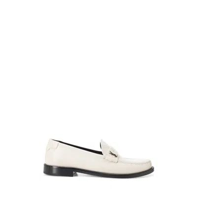 Saint Laurent Elevate Your Style With These Luxurious Monogram Slip-on Loafers In White