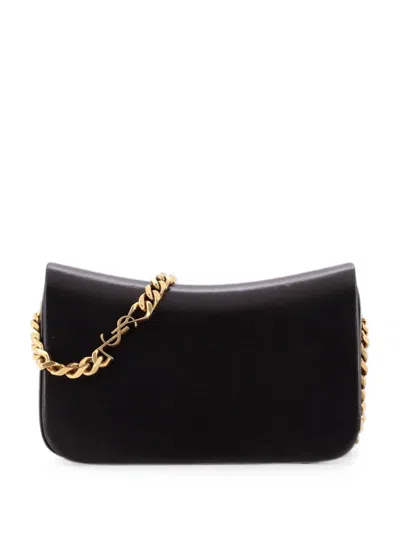 Pre-owned Saint Laurent Elise Leather Small Shoulder Bag In Black