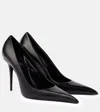 Saint Laurent Anja 105 Leather Pointed Pumps In Black