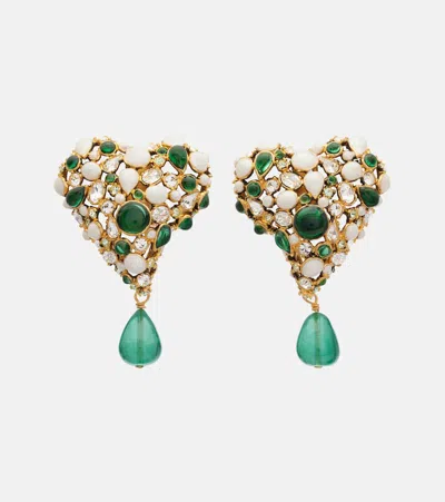 Saint Laurent Embellished Clip-on Earrings In Gold