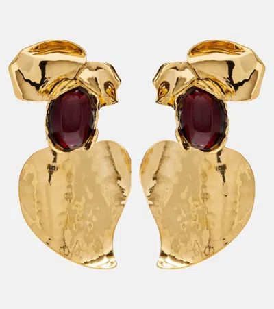 Saint Laurent Embellished Clip-on Earrings In Gold