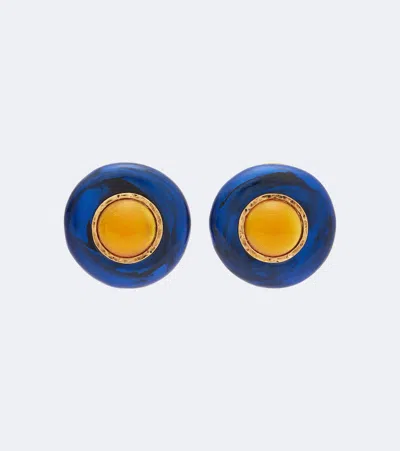 Saint Laurent Embellished Clip-on Earrings In Multi