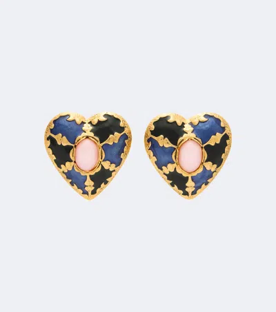 Saint Laurent Embellished Clip-on Earrings In Multicoloured