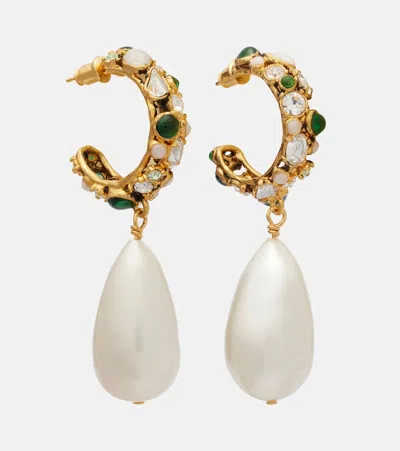 Saint Laurent Embellished Drop Earrings In Gold