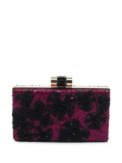 Pre-owned Saint Laurent Embellished Mesh Clutch Bag In Pink