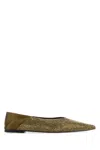 Saint Laurent Nour Slippers In Satin Crepe And Rhinestones In Kakicrysstarlight