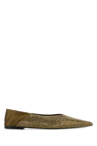 SAINT LAURENT EMBELLISHED SATIN NOUR BALLERINAS