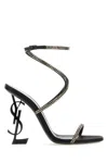 Saint Laurent Opyum Ysl Strass Ankle-strap Sandals In Black